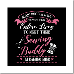 Sewing Mom and Baby Matching T-shirts Gift Posters and Art